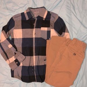Bundle checkered button up and khaki pants